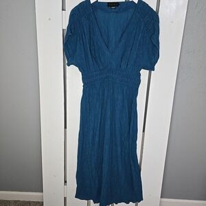 Hatch Maternity Gauze Midi Dress Size 1 Small Blue Baby Shower‎ Wedding Stretch